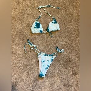 Shein teal tie dye bikini